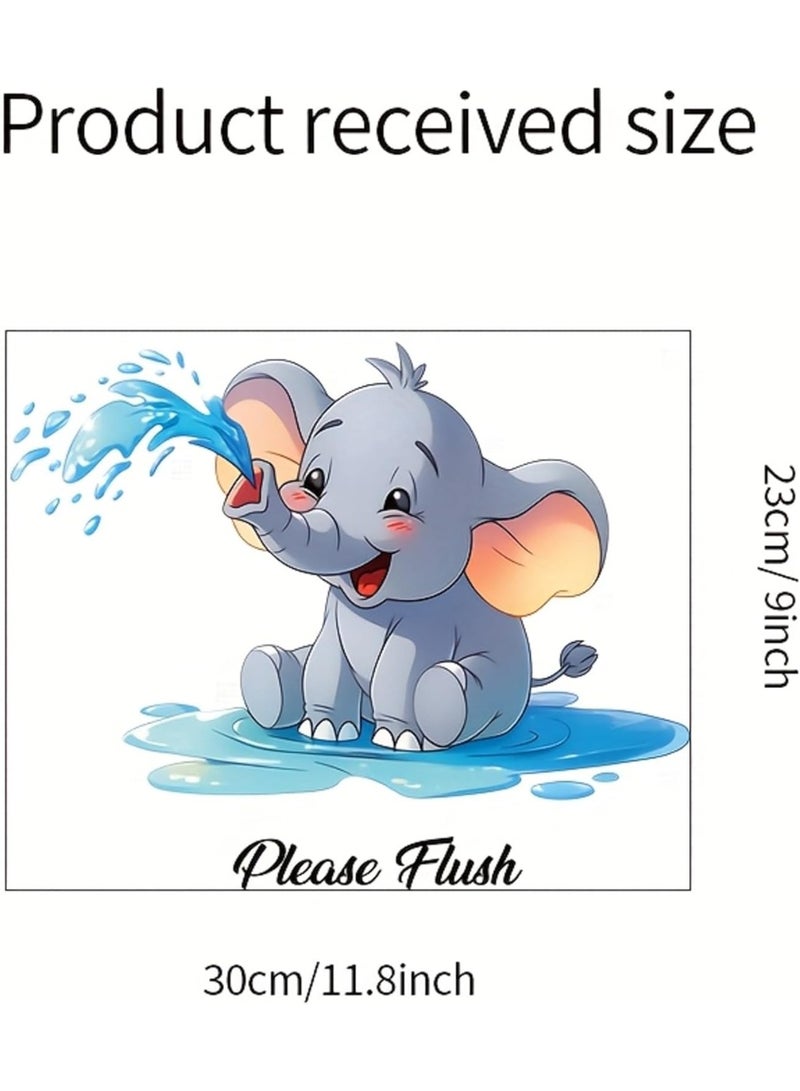 Toilet Wall Stickers Cute Elephant Please Flush Funny Toilet Lid Wall Decals Kid Bathroom Toilet Seat Lid Cover Decor Decal Peel and Stick Restroom Waterproof Wall Art Decor 9.06in*11.02in - Image 2